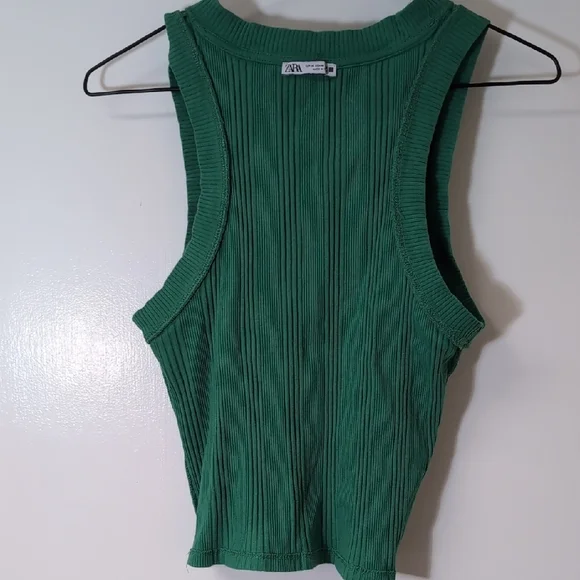 Zara Emerald Ribbed Tank Top - Picture 10 of 13
